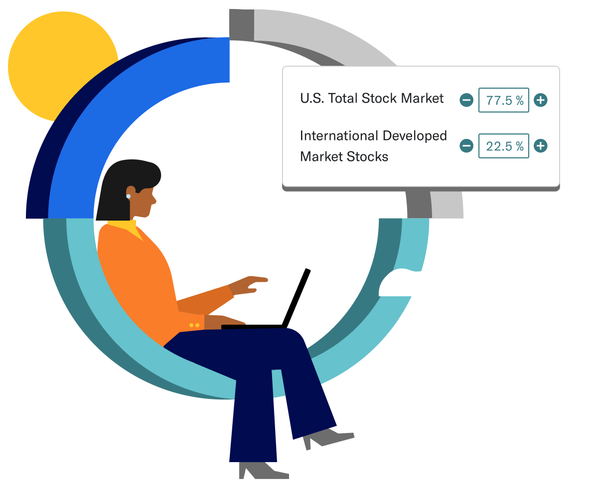 person-sitting-in-floating-pie-chart-holdings-allocation